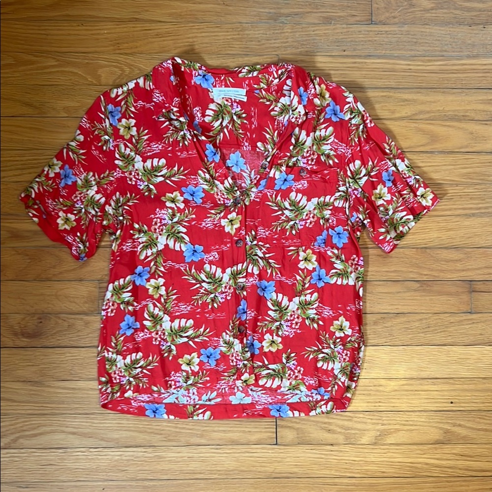 Urban Outfitters Hawaiian Red Women's Top